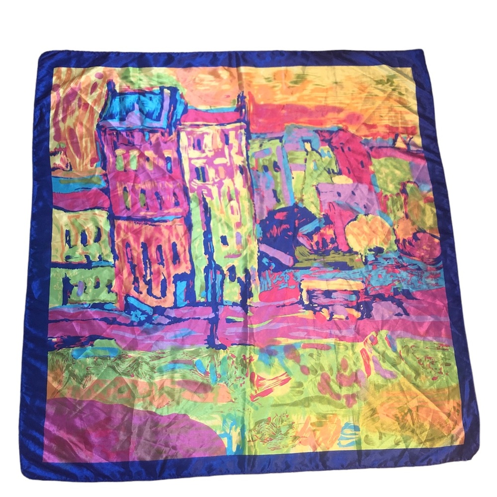 Scarf based on Kadinsky Munich painting- Silk, Or Silk-like (no Tags) Colorful!